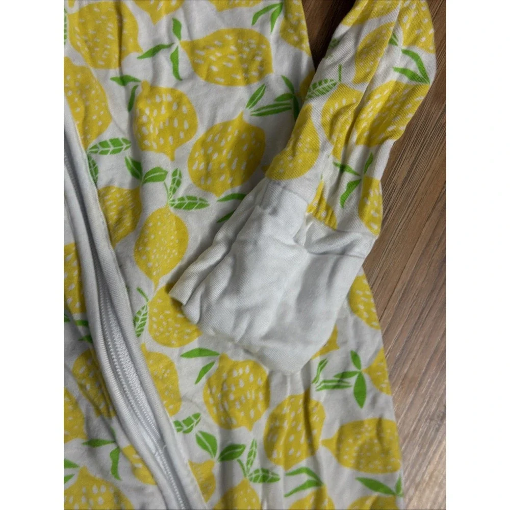 Little Sleepies Baby Girls 6-12 Months Lemons Footed Sleeper Pajamas Bamboo VGC